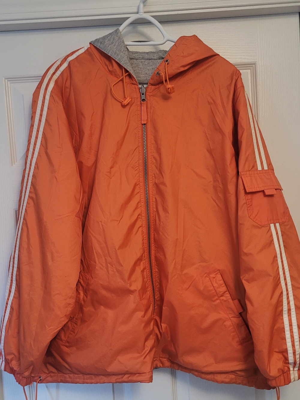 Vintage Reversible Orange Hooded Lightweight Jacket - Casual Zip Front